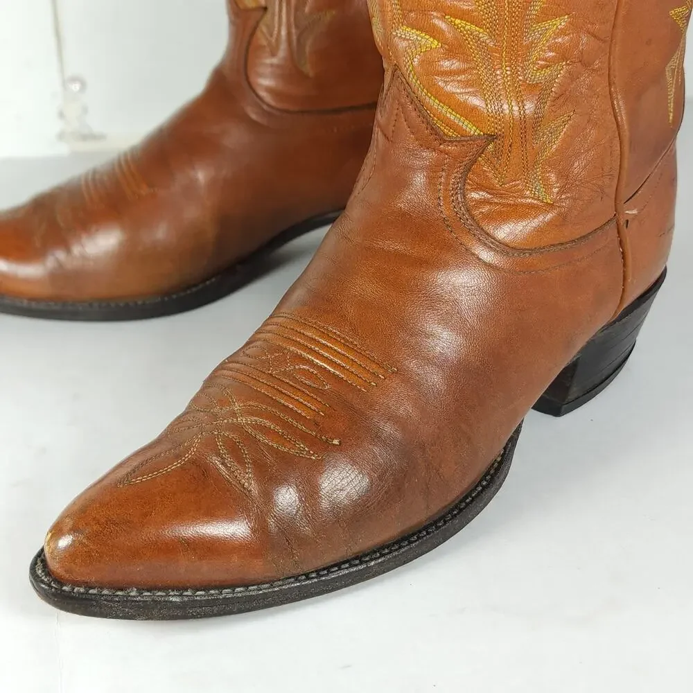 Vintage Tony Lama 0501 Men's US8D Brown Leather Western Ranch Boots